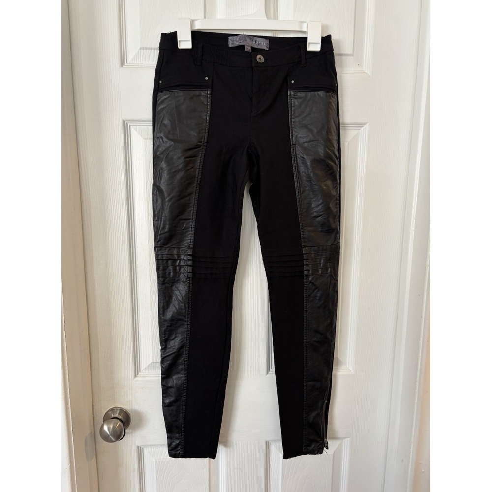Guess‎ leather accent skinny jeans size 6 Y2K 90s Ankle Zipper grunge